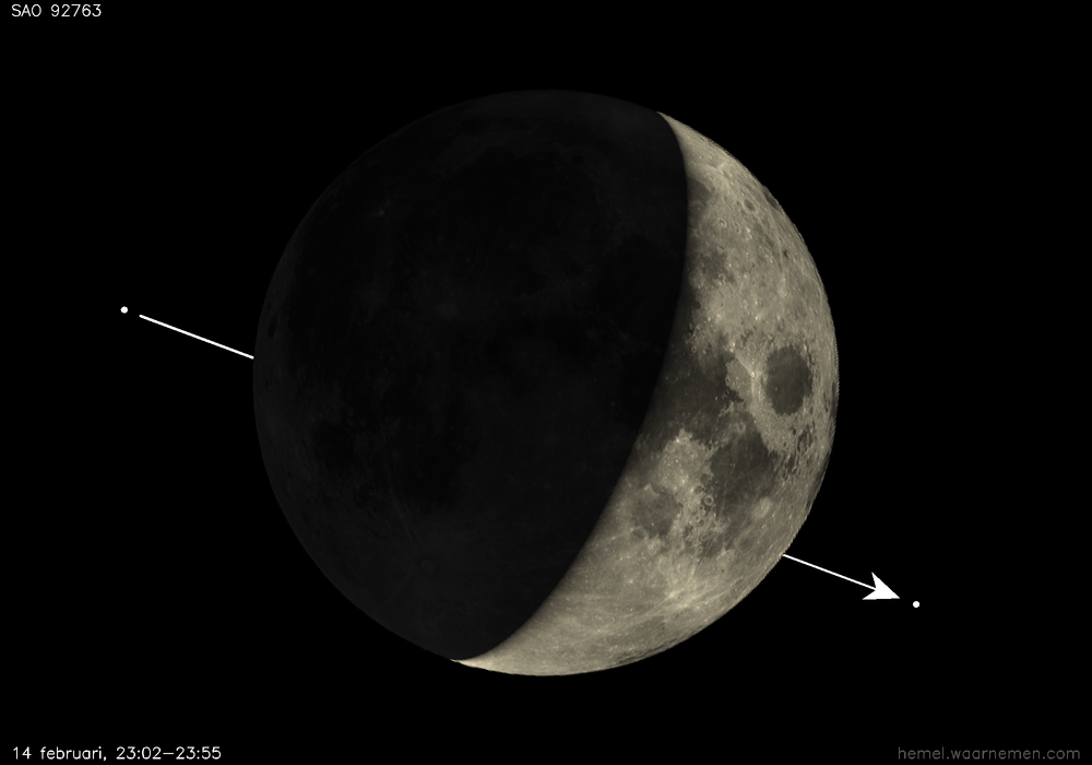 Pad van SAO 92763 t.o.v. De Maan