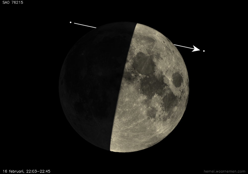 Pad van SAO 76215 t.o.v. De Maan