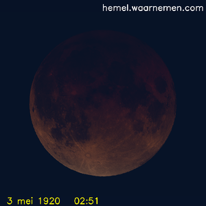 De Maan tijdens het maximum van de eclips