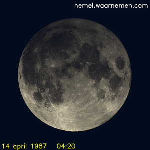 De Maan tijdens het maximum van de eclips