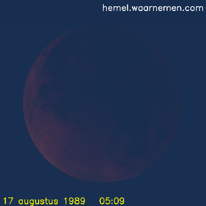 De Maan tijdens het maximum van de eclips