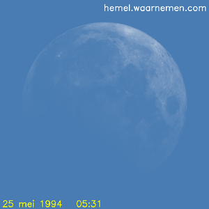 De Maan tijdens het maximum van de eclips