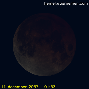 De Maan tijdens het maximum van de eclips