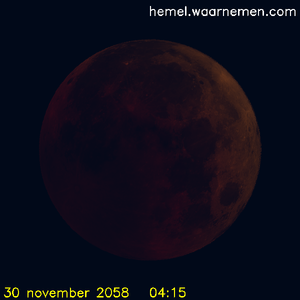 De Maan tijdens het maximum van de eclips