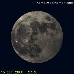 De Maan tijdens het maximum van de eclips