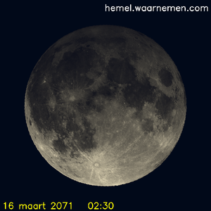 De Maan tijdens het maximum van de eclips