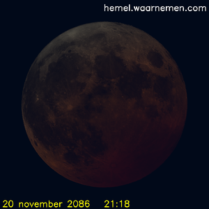 De Maan tijdens het maximum van de eclips