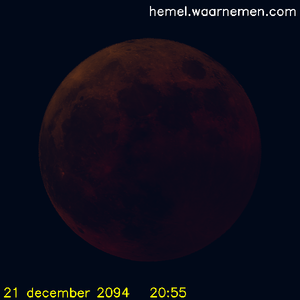 De Maan tijdens het maximum van de eclips