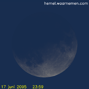 De Maan tijdens het maximum van de eclips