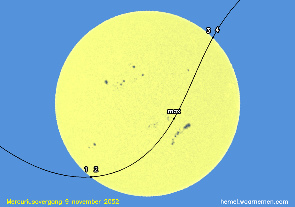 Kaart voor de mercuriusovergang