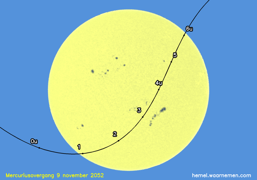Kaart voor de mercuriusovergang