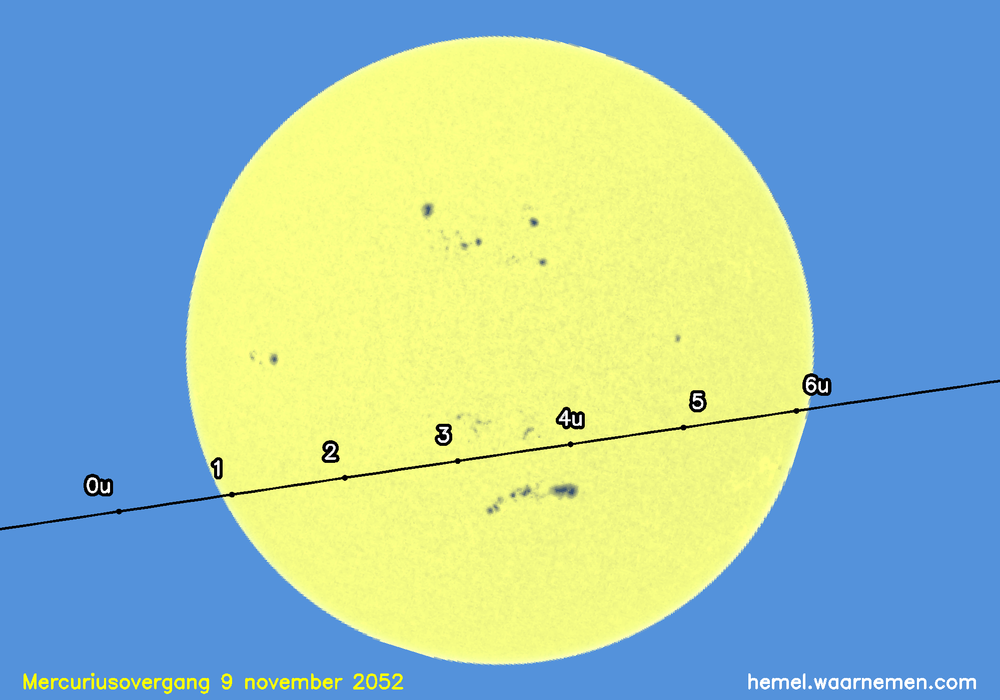 Kaart voor de mercuriusovergang