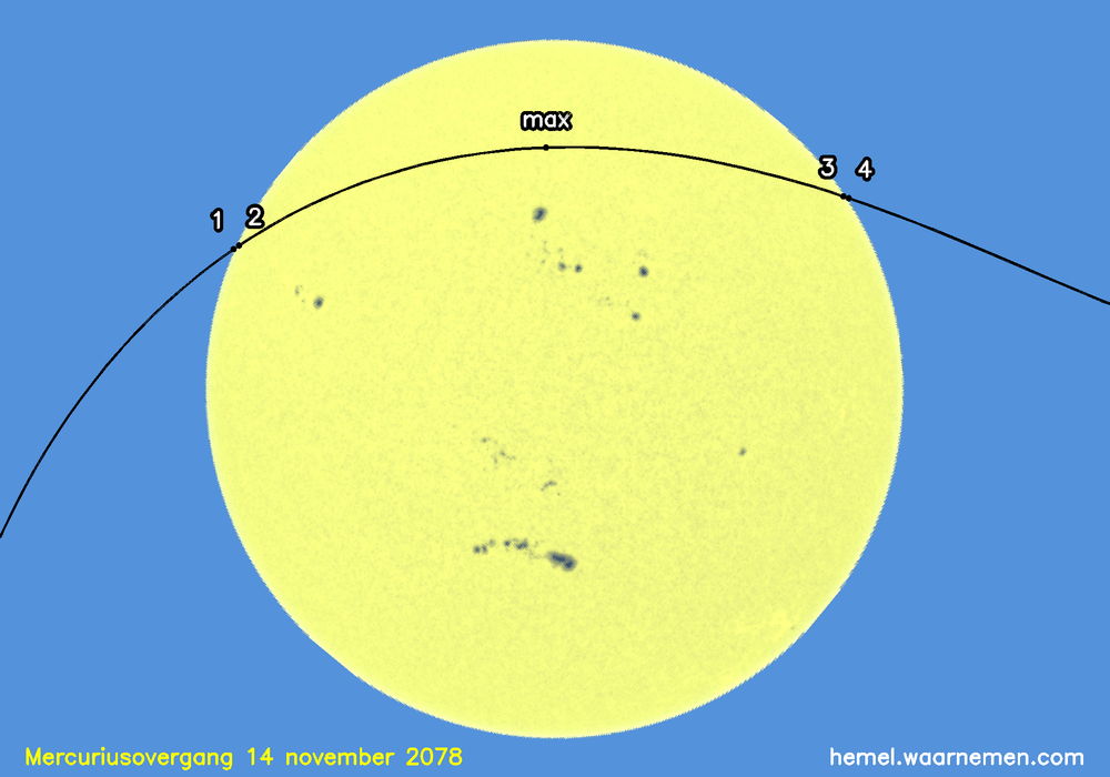 Kaart voor de mercuriusovergang
