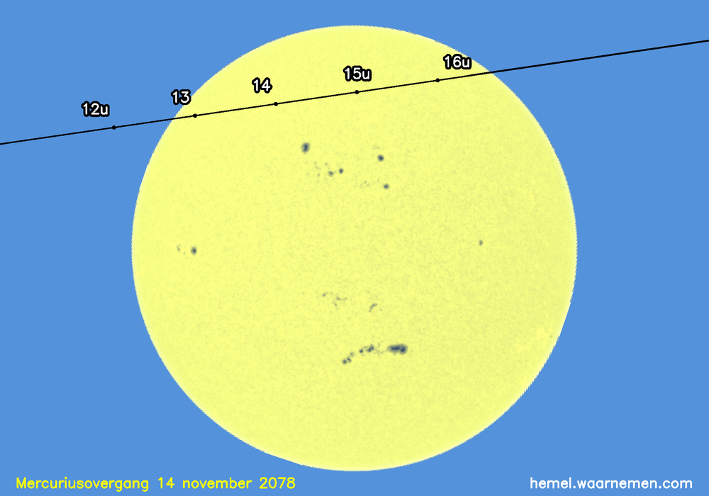 Kaart voor de mercuriusovergang