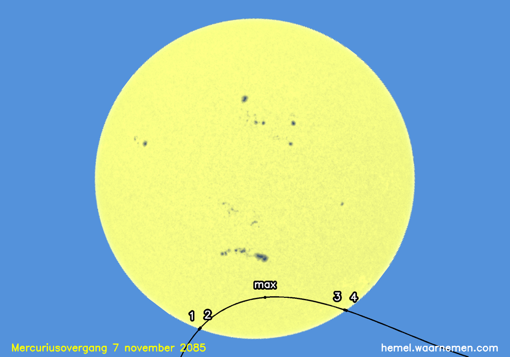 Kaart voor de mercuriusovergang