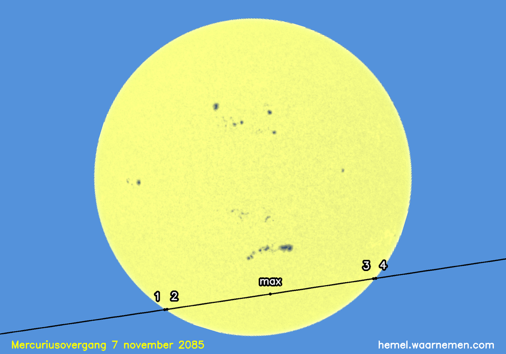 Kaart voor de mercuriusovergang