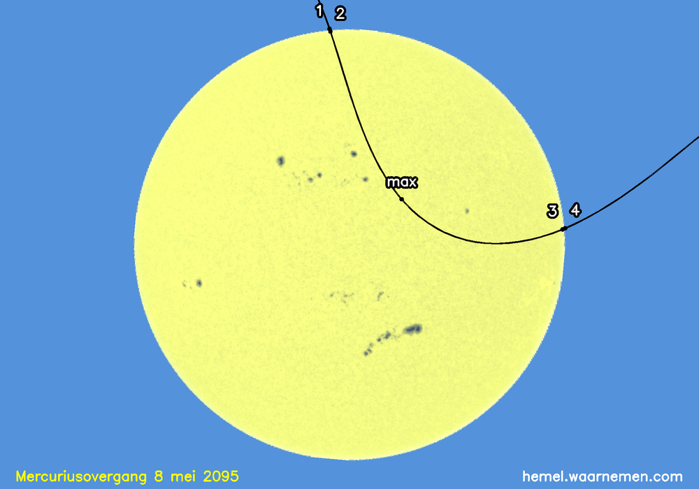 Kaart voor de mercuriusovergang