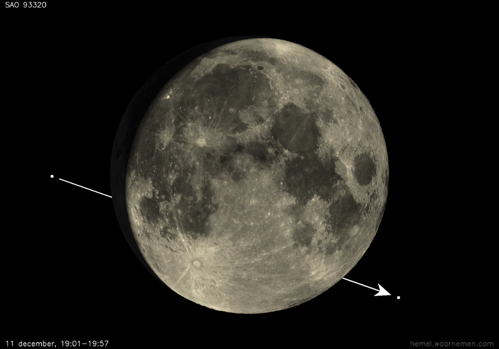 Pad van SAO 93320 t.o.v. De Maan