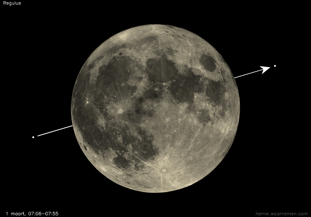 Pad van Regulus t.o.v. de Maan