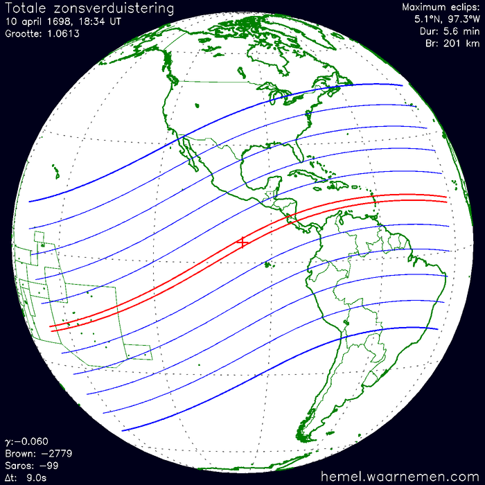 Wereldkaart van de eclips