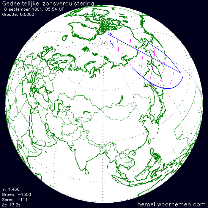 Wereldkaart van de eclips