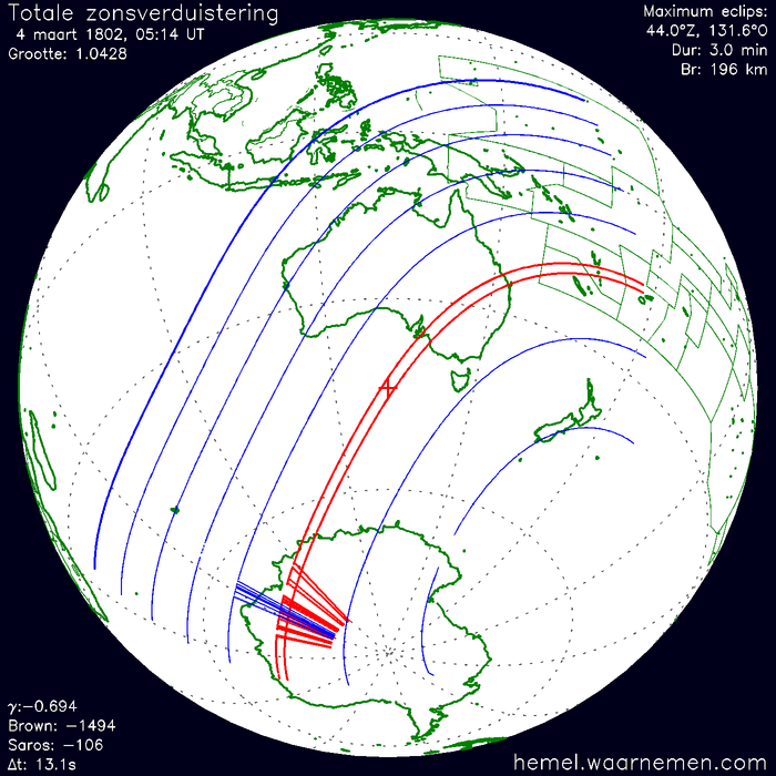 Wereldkaart van de eclips