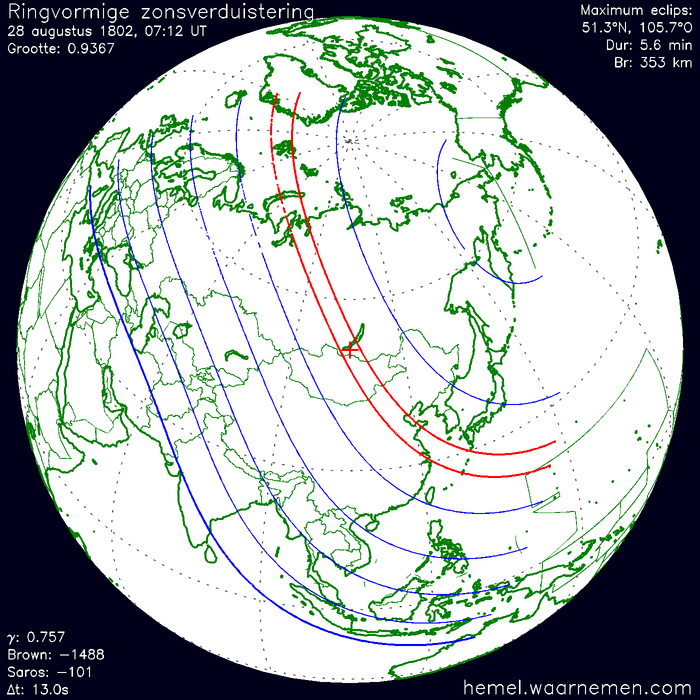 Wereldkaart van de eclips