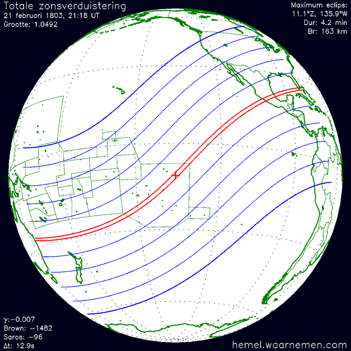 Wereldkaart van de eclips