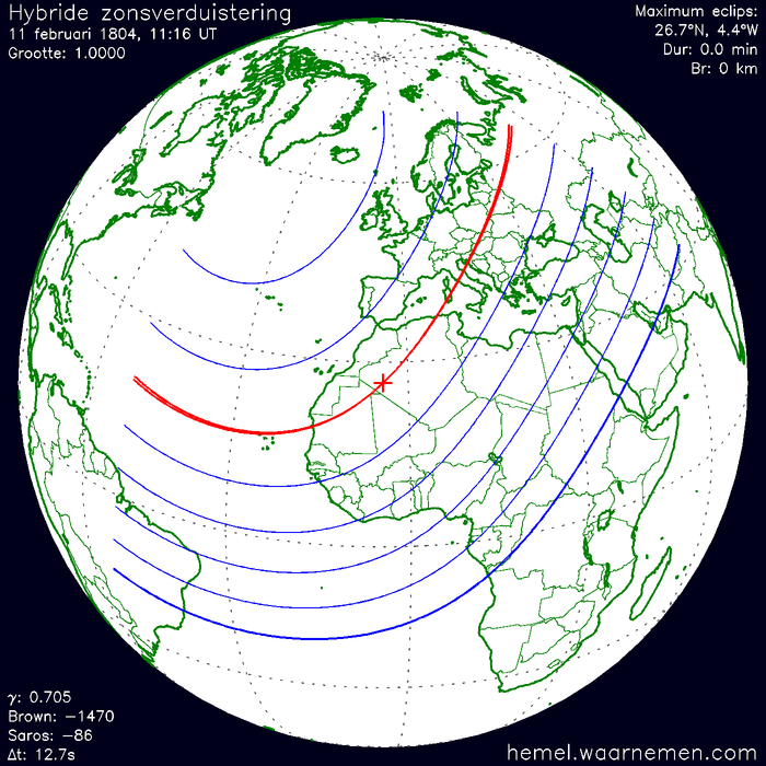 Wereldkaart van de eclips