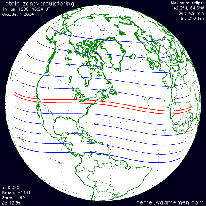 Wereldkaart van de eclips