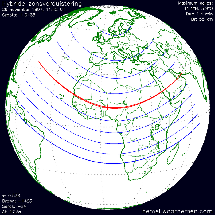 Wereldkaart van de eclips