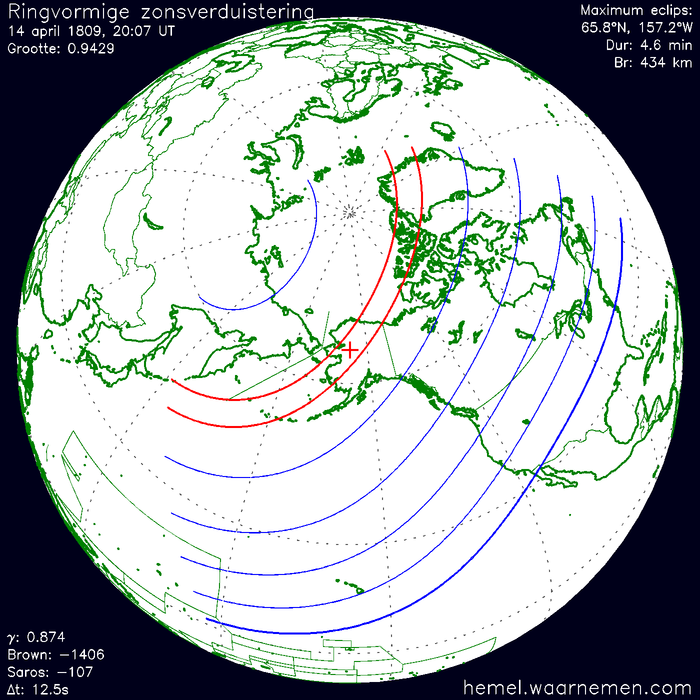 Wereldkaart van de eclips