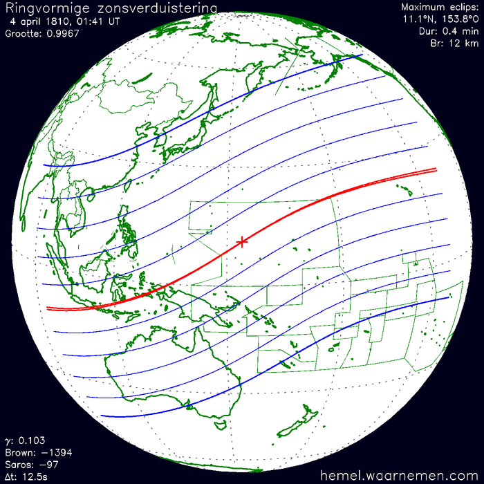 Wereldkaart van de eclips