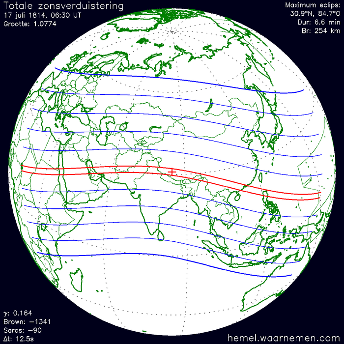 Wereldkaart van de eclips