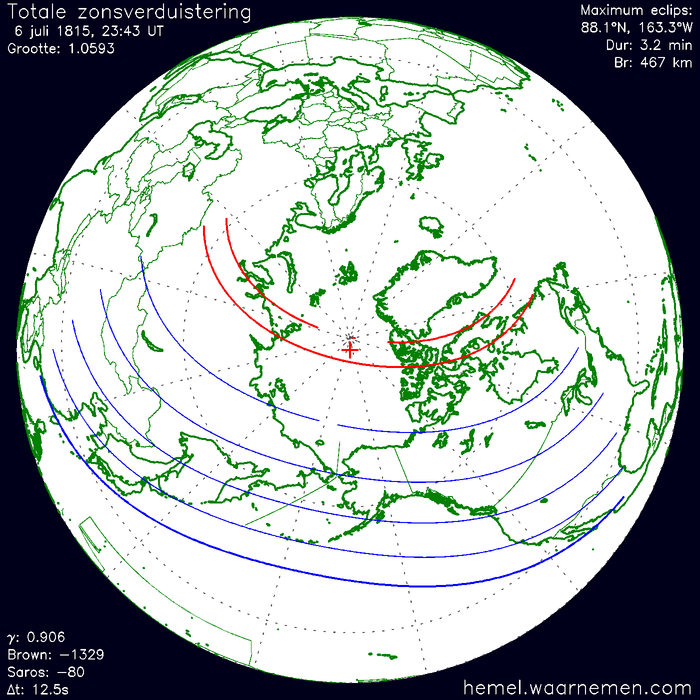 Wereldkaart van de eclips