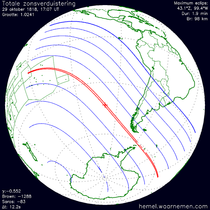 Wereldkaart van de eclips