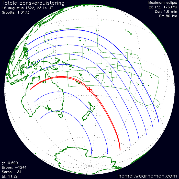 Wereldkaart van de eclips