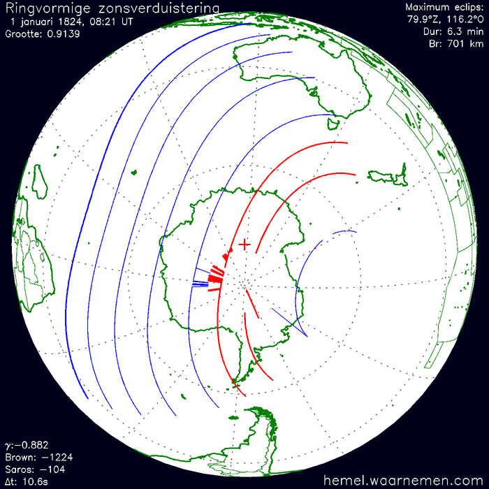 Wereldkaart van de eclips