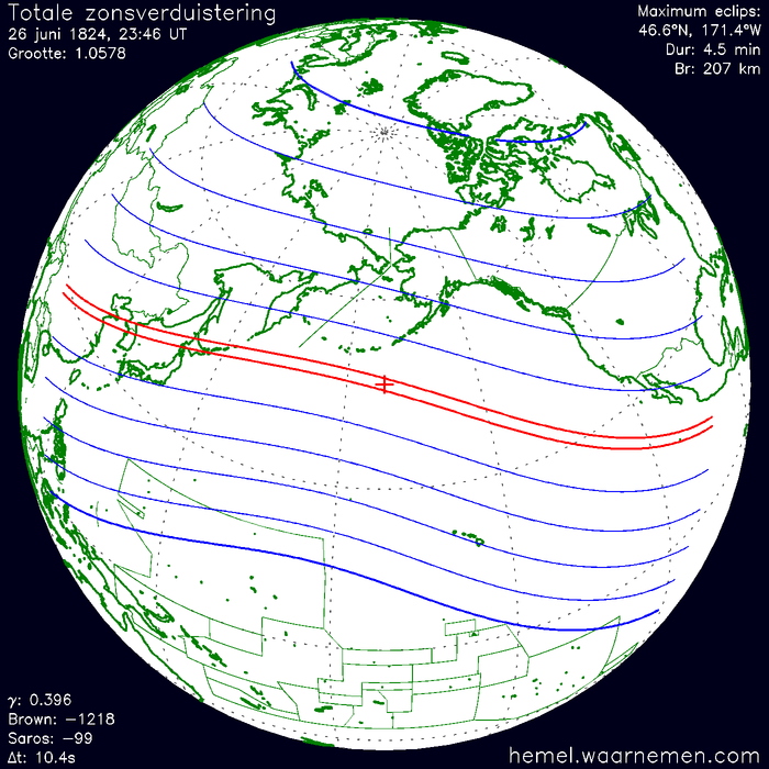 Wereldkaart van de eclips