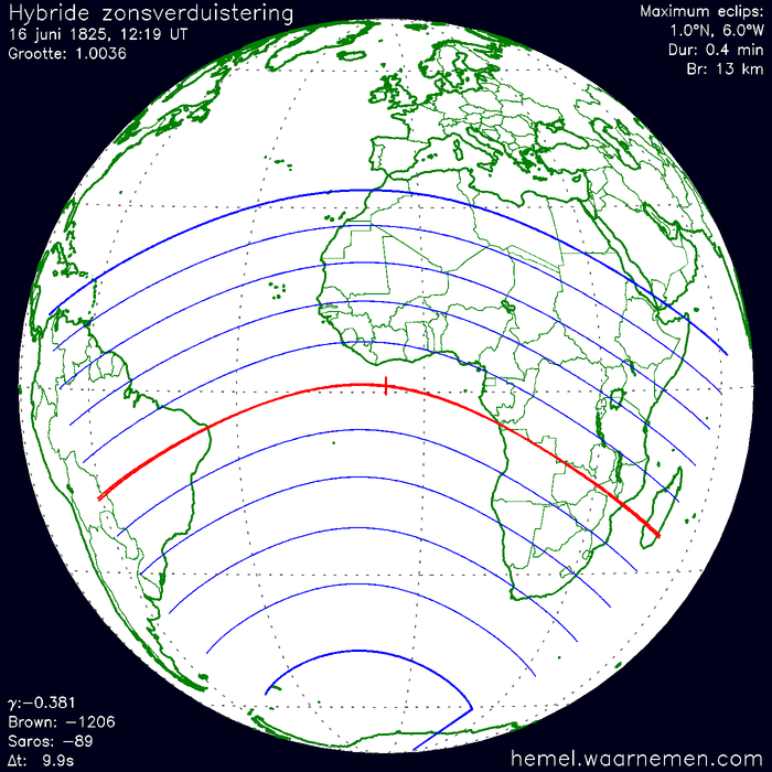 Wereldkaart van de eclips