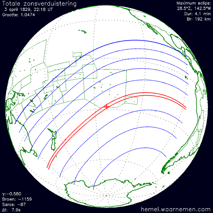 Wereldkaart van de eclips