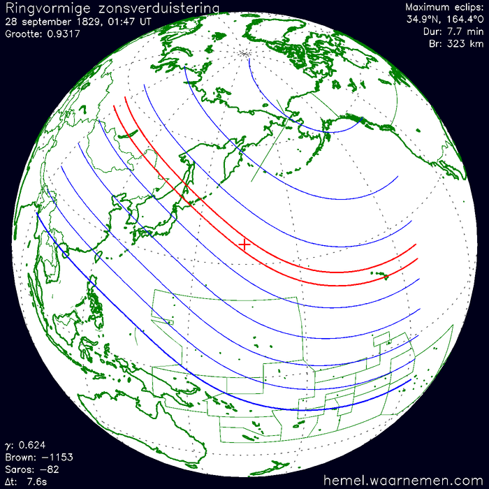 Wereldkaart van de eclips