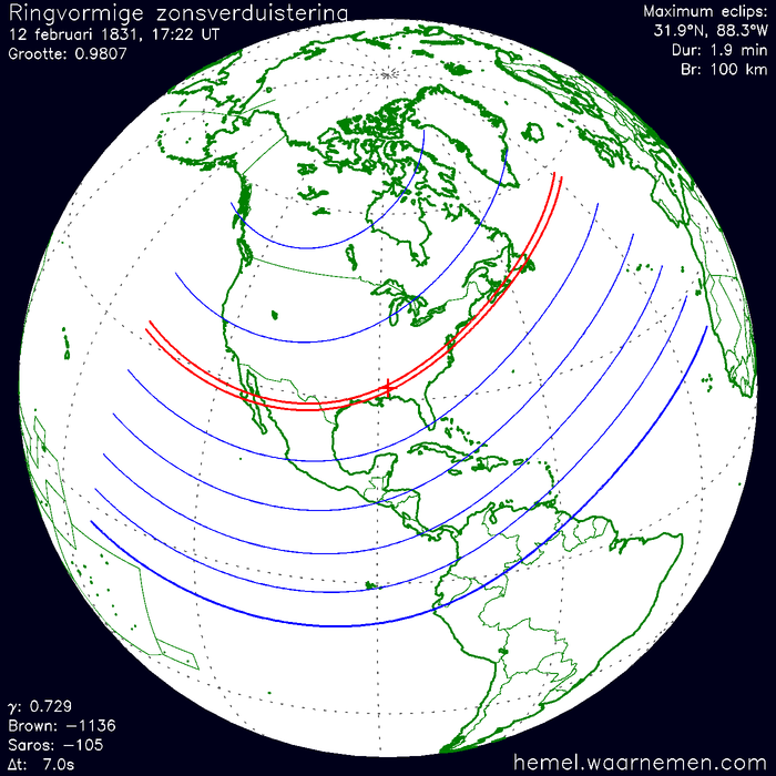 Wereldkaart van de eclips