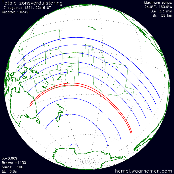 Wereldkaart van de eclips