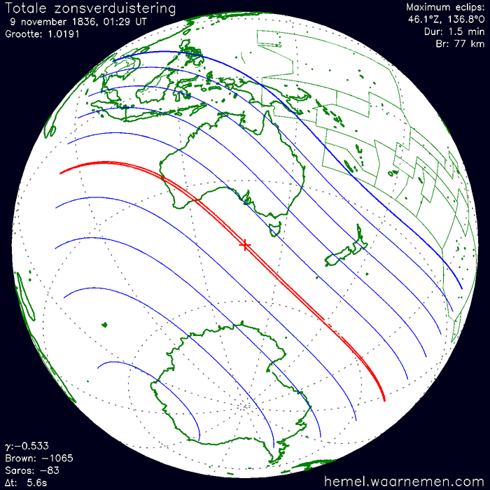 Wereldkaart van de eclips