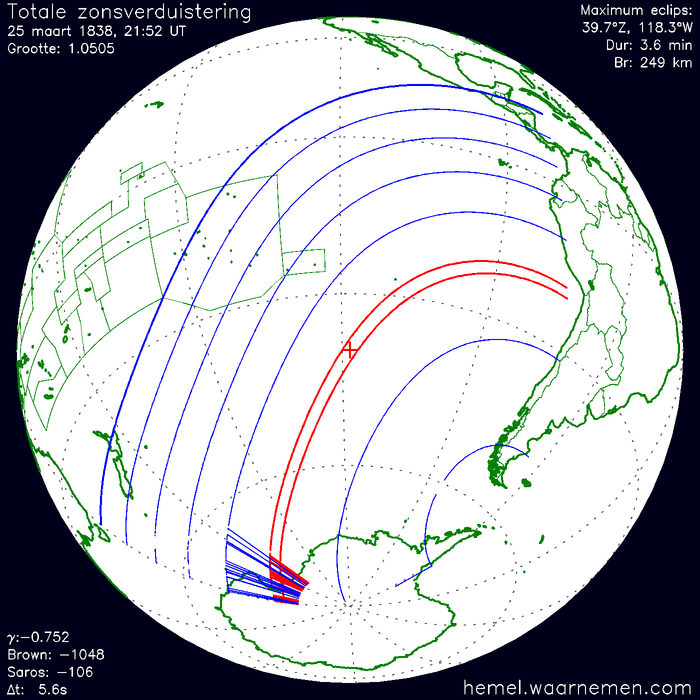 Wereldkaart van de eclips