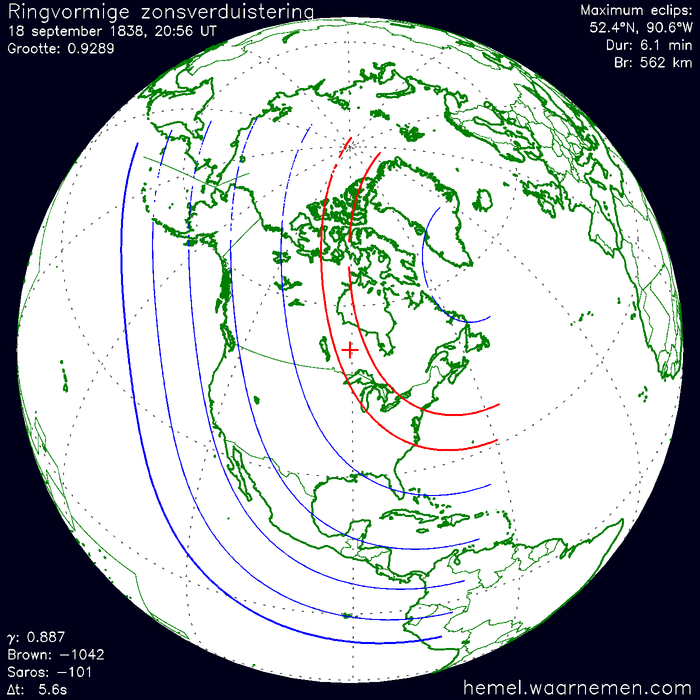 Wereldkaart van de eclips