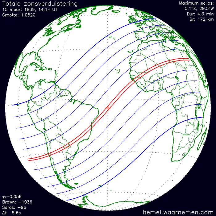 Wereldkaart van de eclips