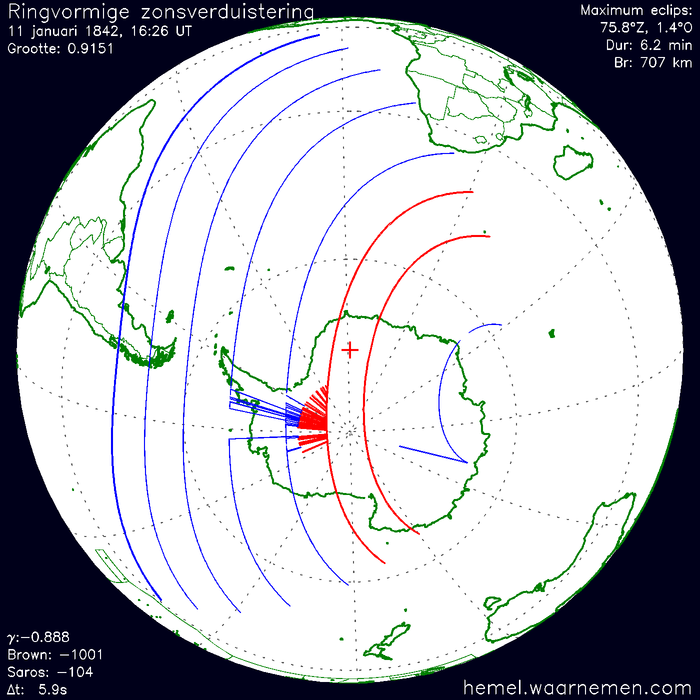 Wereldkaart van de eclips