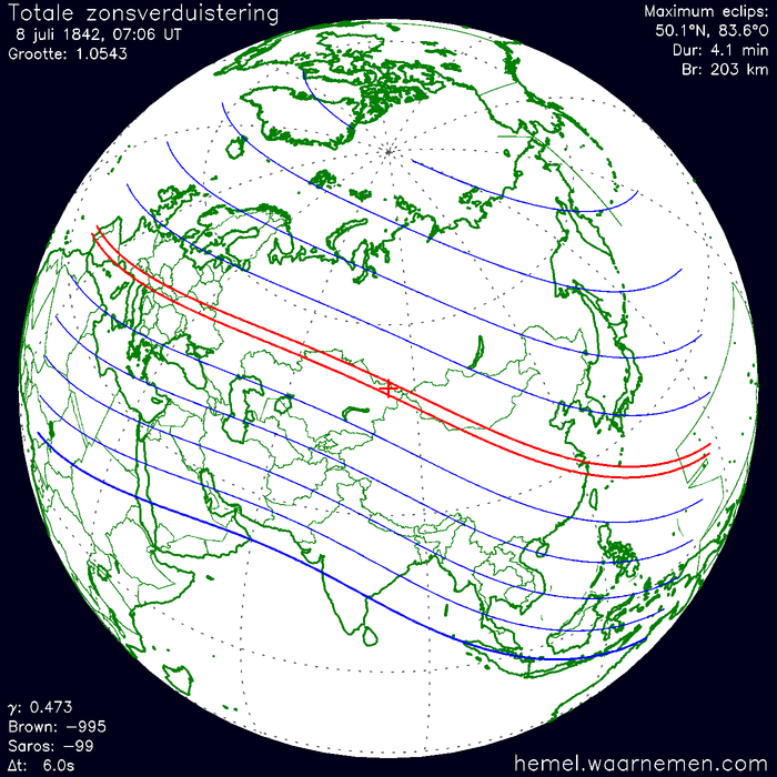 Wereldkaart van de eclips